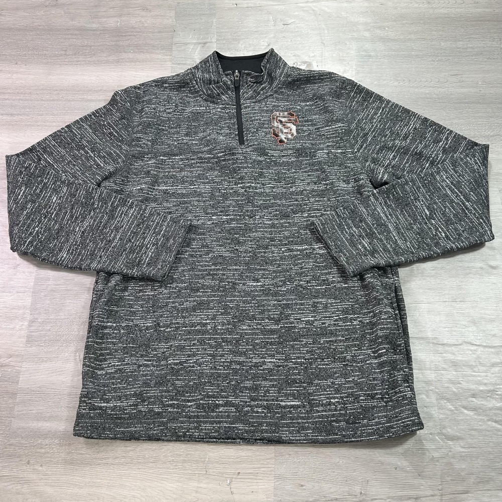 San Francisco Giants Sweatshirt Mens Medium Gray MLB Baseball‎ Majestic 1/4 Zip